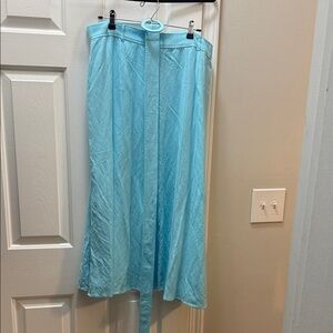 LOFT Light Blue A-Line Midi Skirt